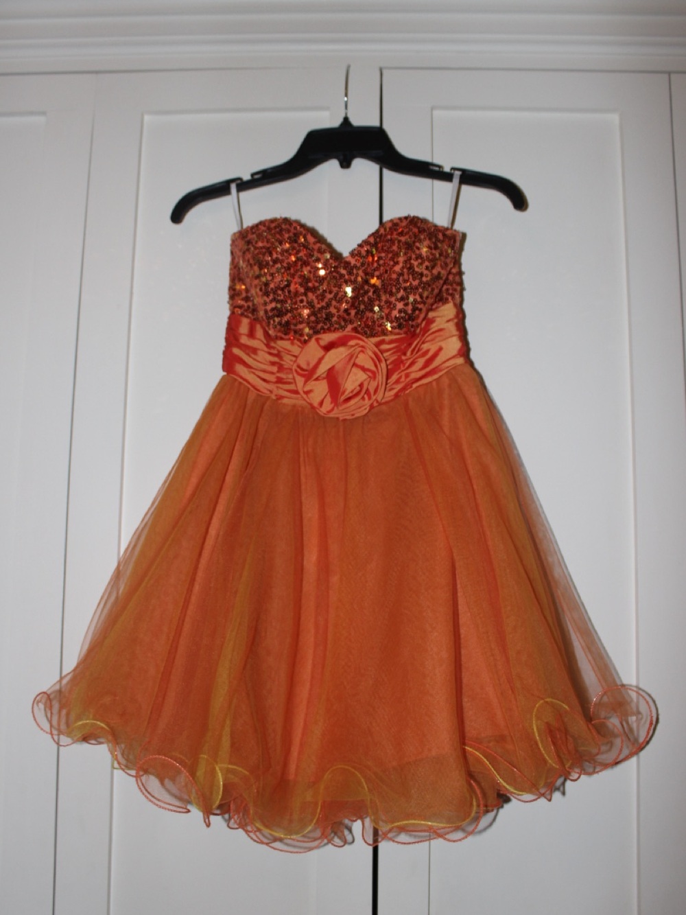 Xtraordinary Orange Strapless Sequin Dress | Size 3